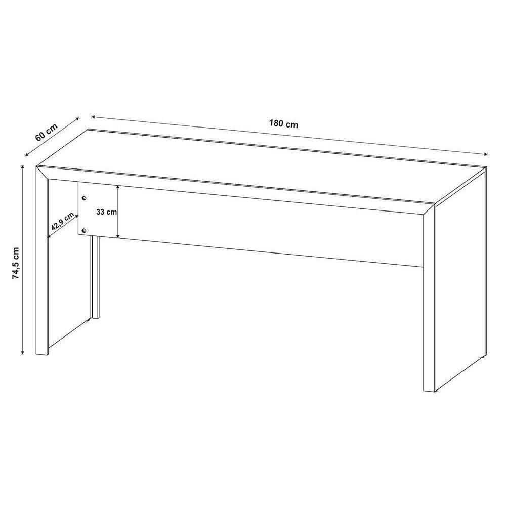 Encontraproduto.com.br - Mesa Para Escritório Escrivaninha Madeira Linha Office 180cm amêndoa Amêndoa