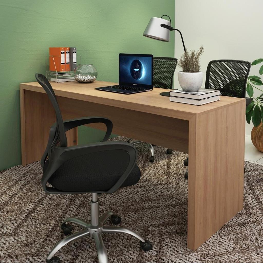Encontraproduto.com.br - Mesa Para Escritório Escrivaninha Madeira Linha Office 180cm amêndoa Amêndoa