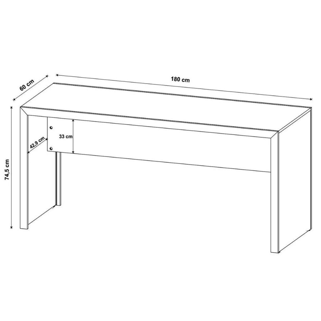 Encontraproduto.com.br - Mesa Para Escritório Escrivaninha Madeira Linha Office 180cm amêndoa Amêndoa