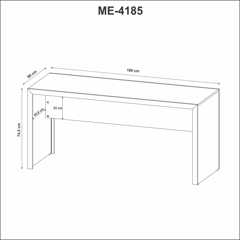 Encontraproduto.com.br - Mesa Para Escritório Escrivaninha Madeira Linha Office 180cm amêndoa Amêndoa