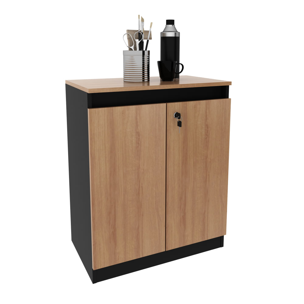 Encontraproduto.com.br - Armário Balcão Para Escritório 2 Portas Com Chave 76,5x37cm Me4149 Amêndoa