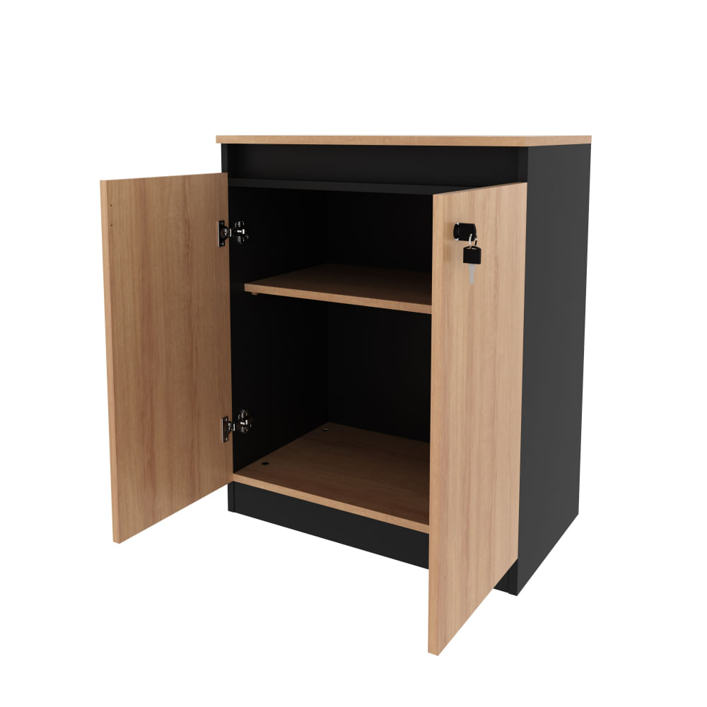 Encontraproduto.com.br - Armário Balcão Para Escritório 2 Portas Com Chave 76,5x37cm Me4149 Amêndoa