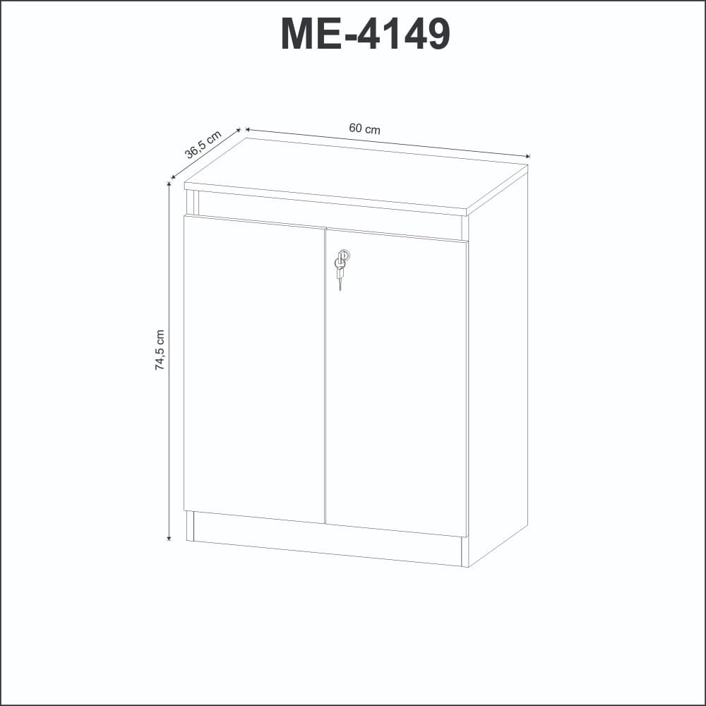 Encontraproduto.com.br - Armário Balcão Para Escritório 2 Portas Com Chave 76,5x37cm Me4149 Amêndoa