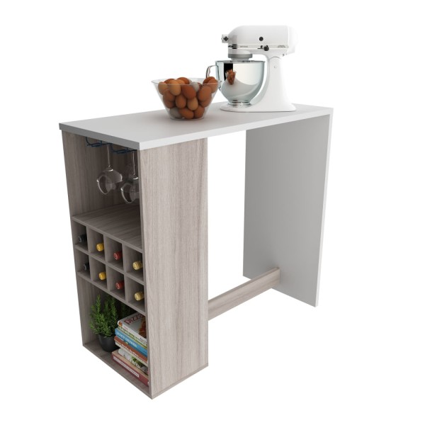 Bancada Gourmet para Cozinha com Adega Tecnomobili Carvalho/Branco - AD5003