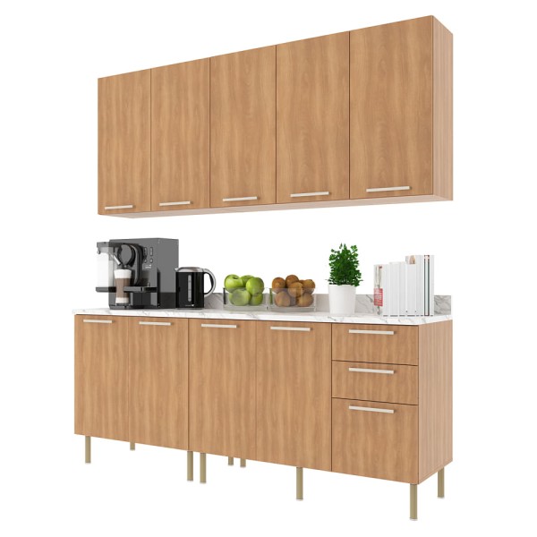 Encontraproduto.com.br - Cozinha Compacta Girassol 9 PT 3 GV Freijó