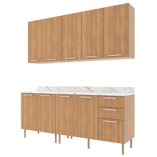 Encontraproduto.com.br - Cozinha Compacta Girassol 9 PT 3 GV Freijó
