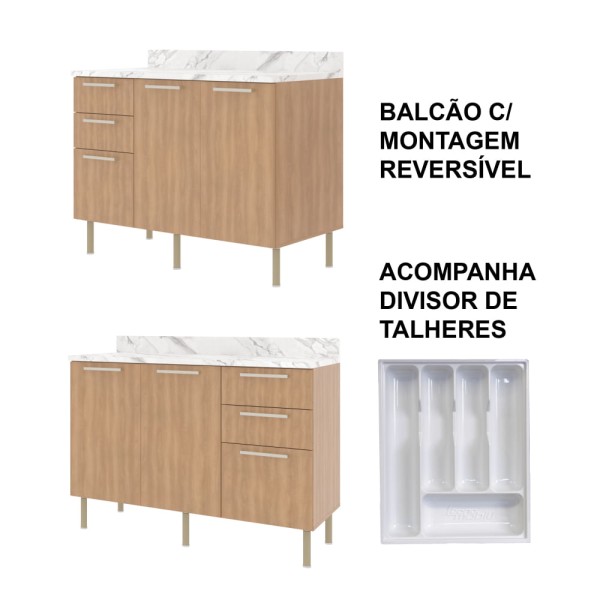 Encontraproduto.com.br - Cozinha Compacta Girassol 9 PT 3 GV Freijó