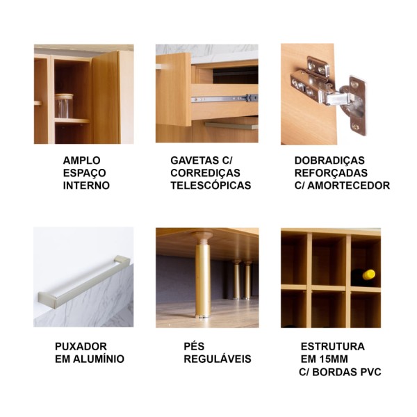Encontraproduto.com.br - Cozinha Compacta Girassol 9 PT 3 GV Freijó