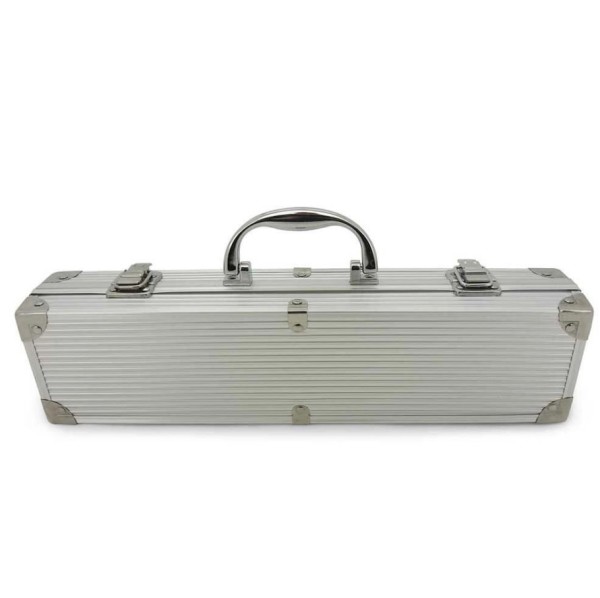 Encontraproduto.com.br - Jogo para Churrasco com 3 Peças em Inox com Maleta - Mimo Style - AC19147