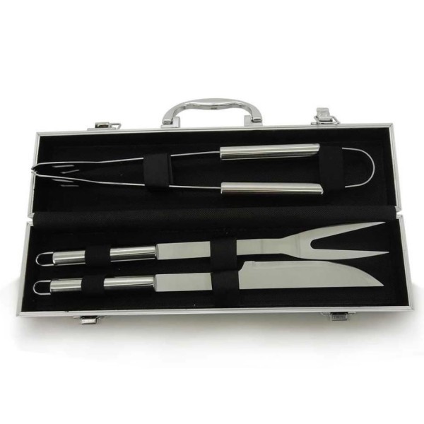 Encontraproduto.com.br - Jogo para Churrasco com 3 Peças em Inox com Maleta - Mimo Style - AC19147