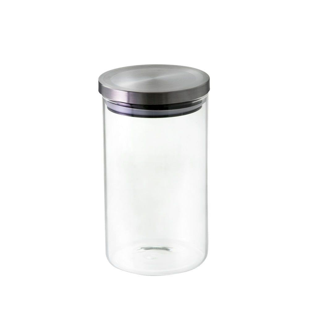 Encontraproduto.com.br - Pote Hermético Mimo Style 1L Com Tampa Inox Transparente 6670