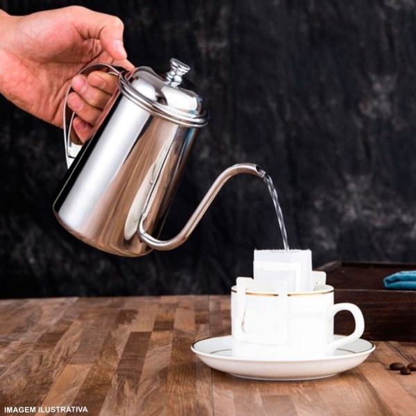 Encontraproduto.com.br - Bule com Tampa Bico Fino em Inox 700 ml - Mimo Style - AF19287