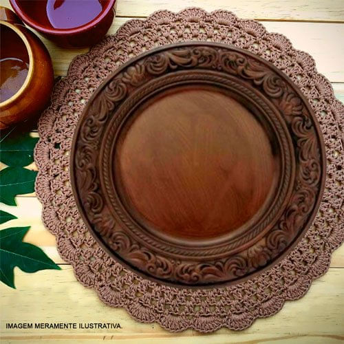 Encontraproduto.com.br - Kit 6 Sousplat Barroco Bronze Redondo Mesa Posta Jogo