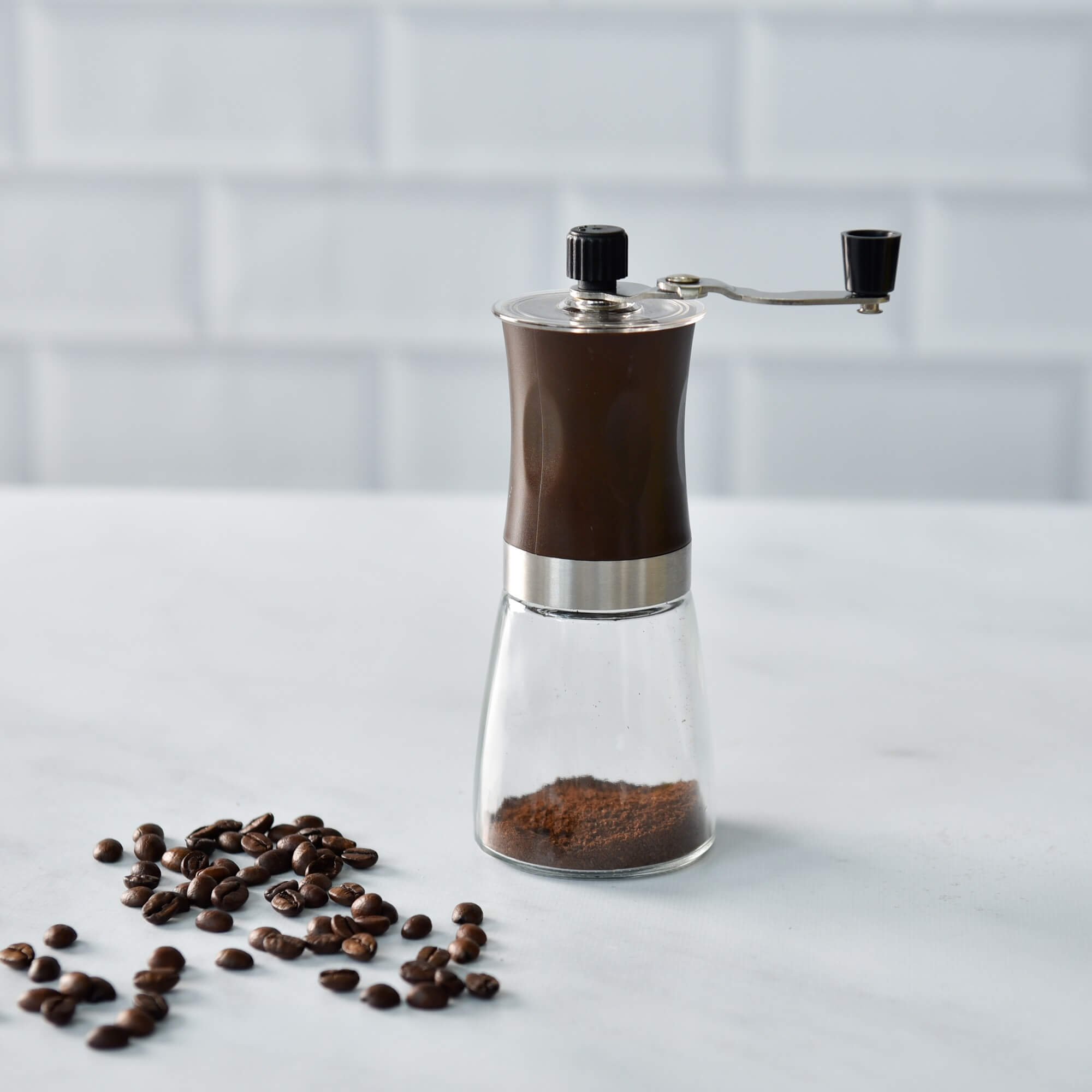 Encontraproduto.com.br - Moedor de Café Manual em Vidro e Inox 18x7x12cm Mimo Style