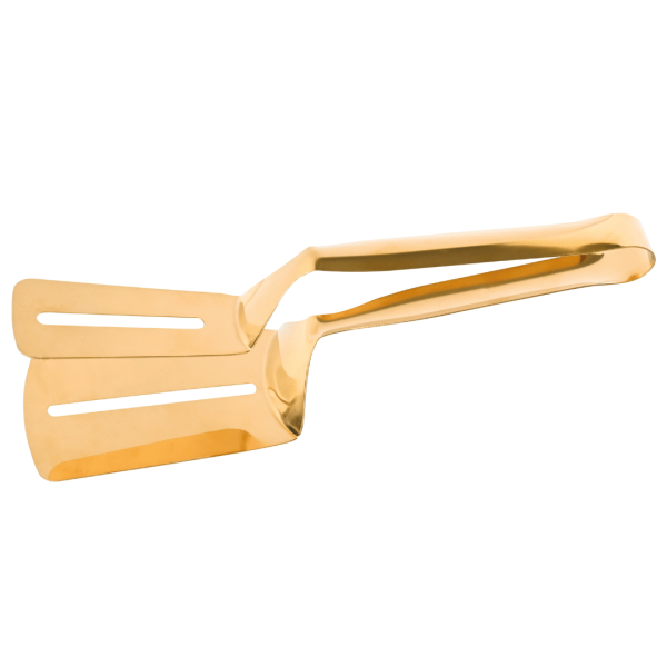Encontraproduto.com.br - Espátula Culinaria Dupla Aço Inox Dourada 27cm