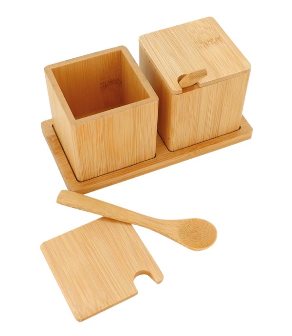 Encontraproduto.com.br - Jogo Porta Condimentos em Bambu com Colher