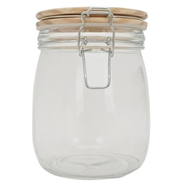 Encontraproduto.com.br - Pote Hermetico de Vidro Mimo Style com Tampa de Madeira 750 ml