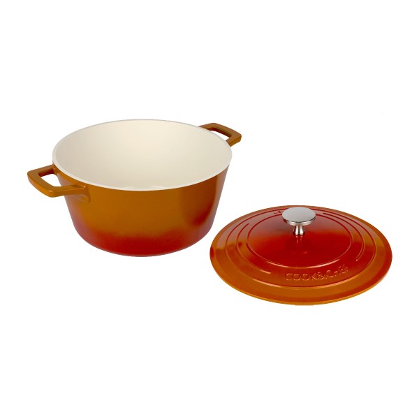 Panela Cerâmica 24cm Caçarola Alumínio Antiaderente Indução Cook & Chef 4,3L Mimo Style Laranja