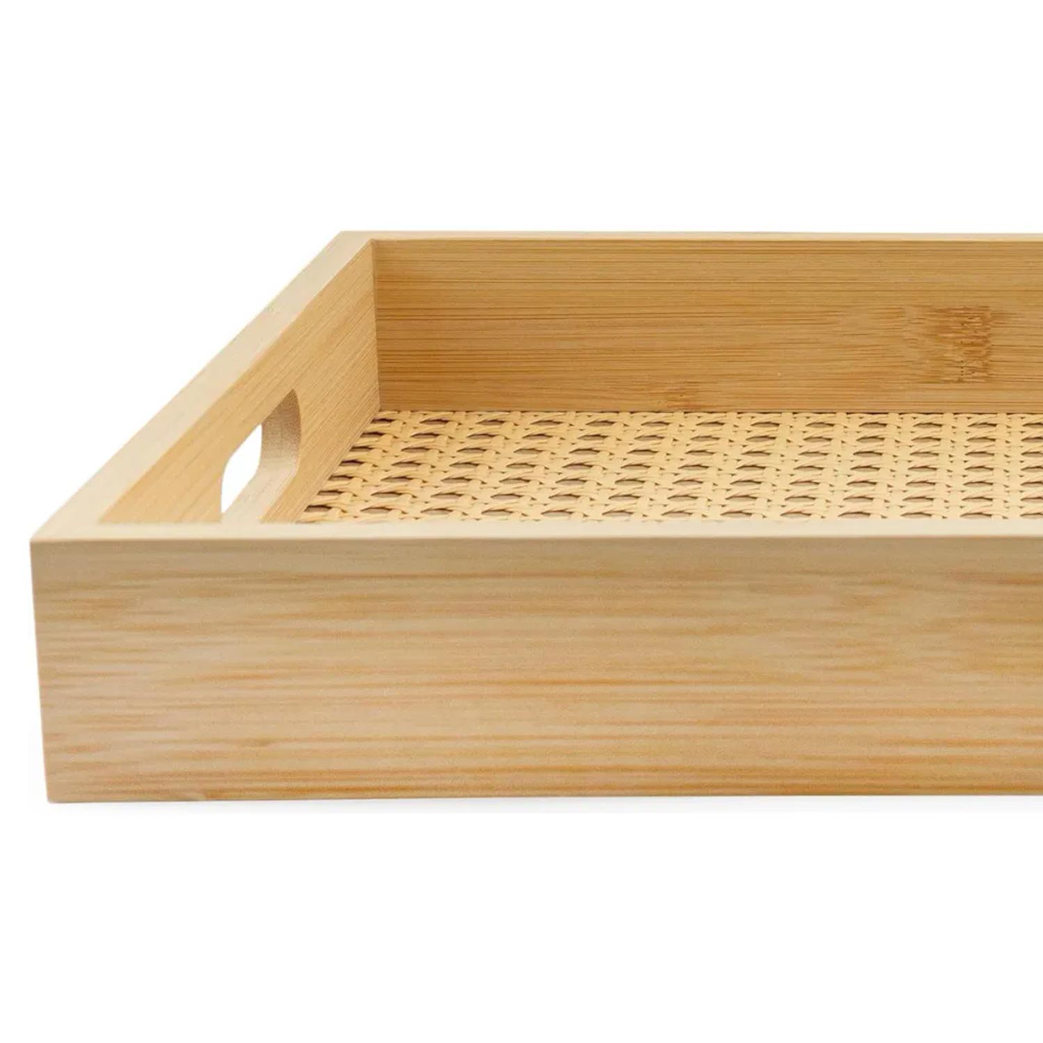 Encontraproduto.com.br - Bandeja Bambu Retangular Palhinha 39X28X5 Mimo Style