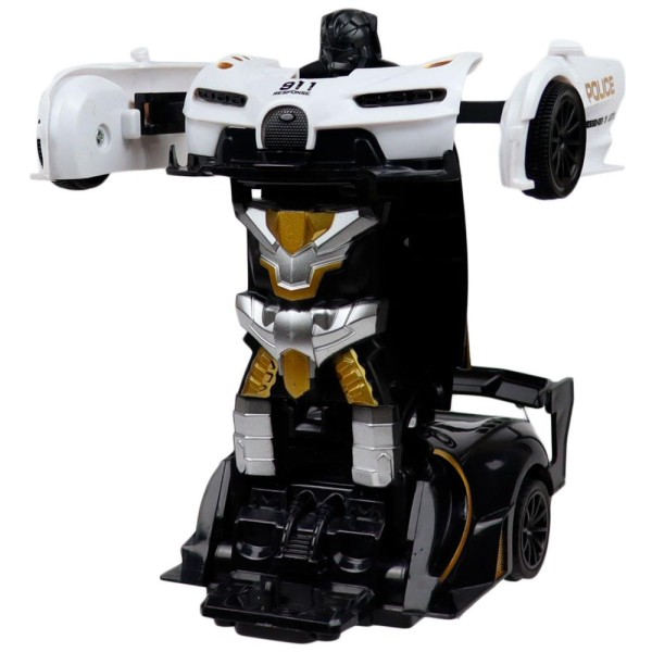 Encontraproduto.com.br - Carro Radio Controle Transformers Robô Changebot Branco Policia Luzes Bate e Transforma +3 anos - Polibrinq