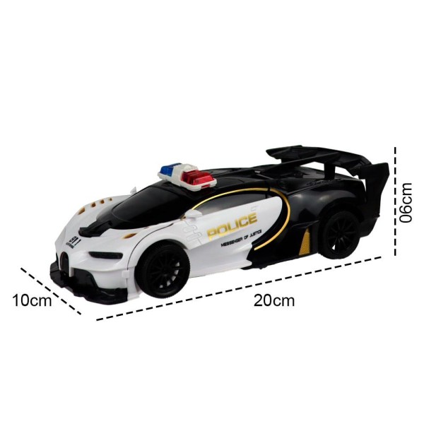 Encontraproduto.com.br - Carro Radio Controle Transformers Robô Changebot Branco Policia Luzes Bate e Transforma +3 anos - Polibrinq