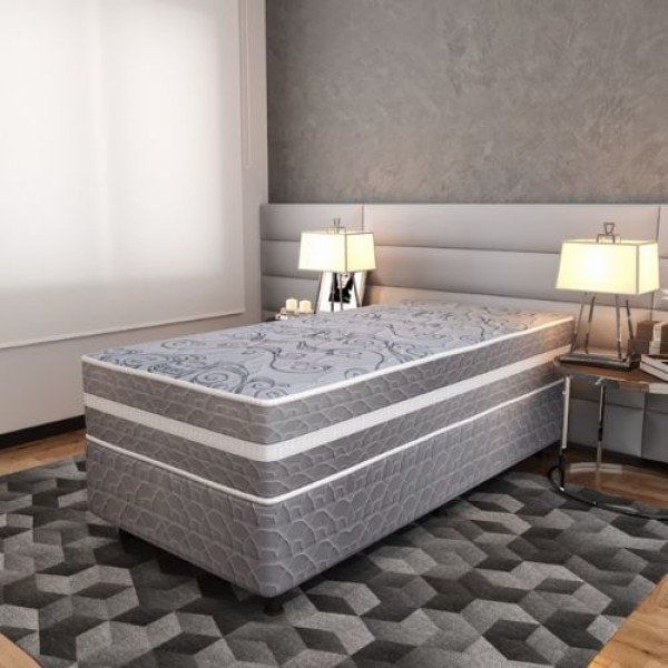 Cama Box Solteiro (88x188) D28 Cinza Prime Topazio Colchões