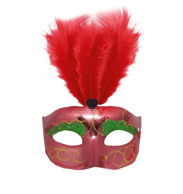 Encontraproduto.com.br - Máscara de Carnaval Veneziana Cores Glitter e Penas