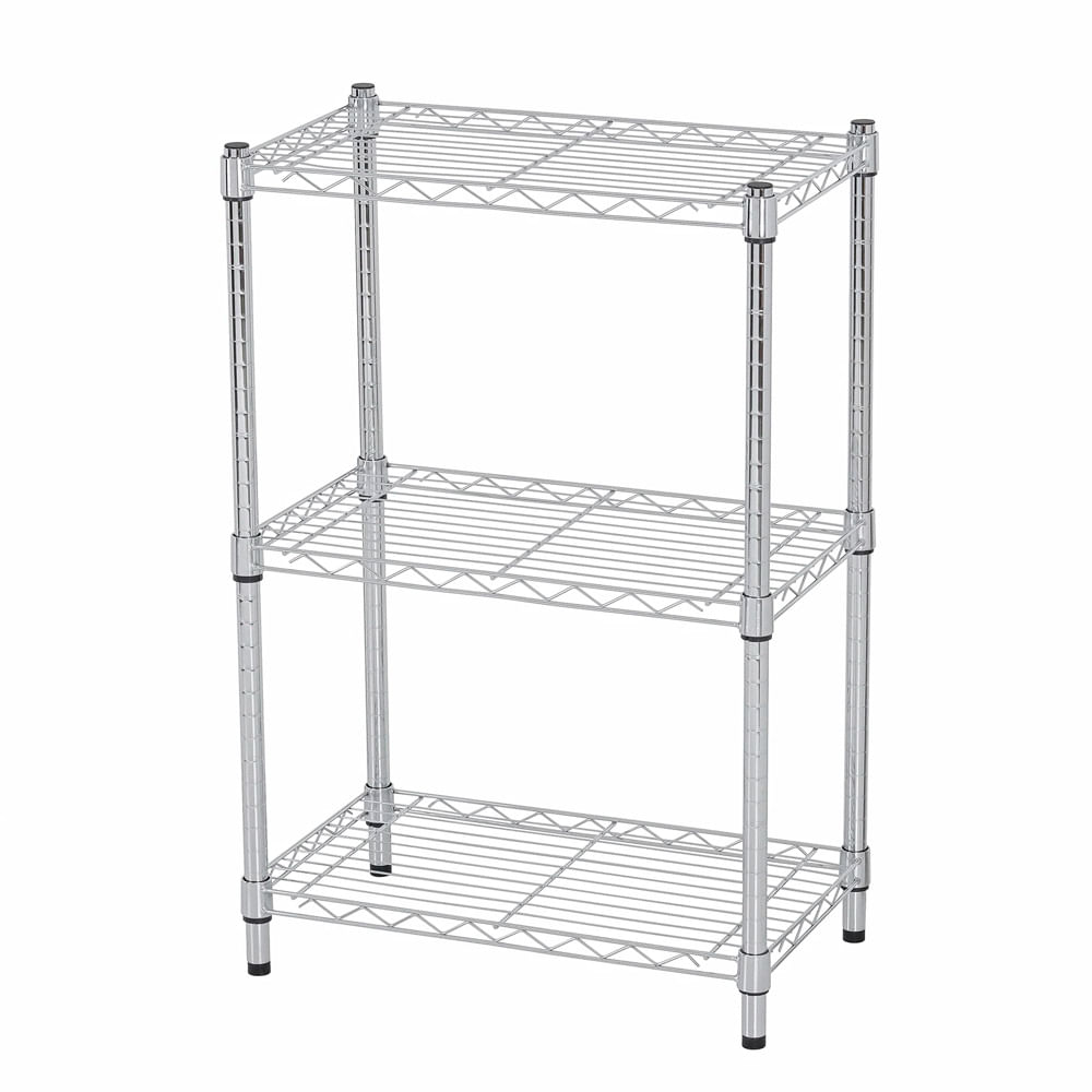 Estante com 3 Andares em Aço Carbono Cromado 90X60X35CM - Hasiera