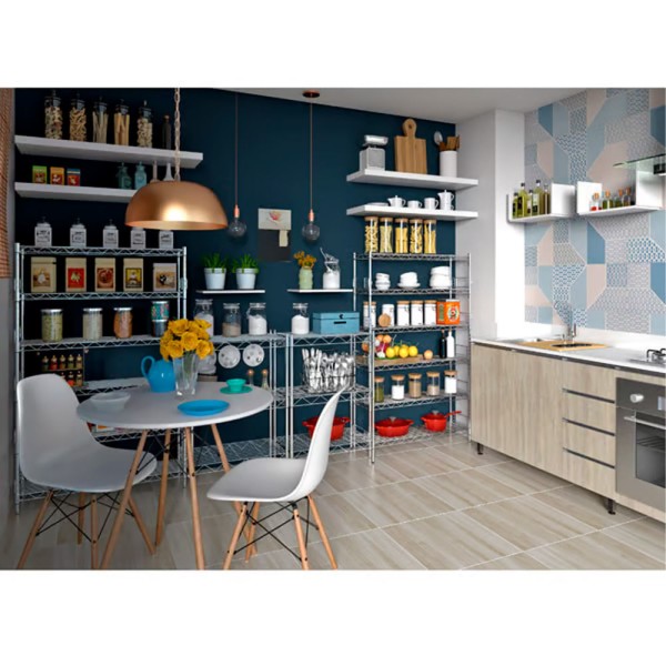 Encontraproduto.com.br - Estante com 3 Andares em Aço Carbono Cromado 90X60X35CM - Hasiera