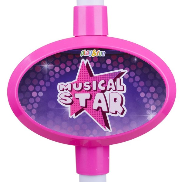 Encontraproduto.com.br - Microfone com Pedestal Musical Star Play&Fun Rosa