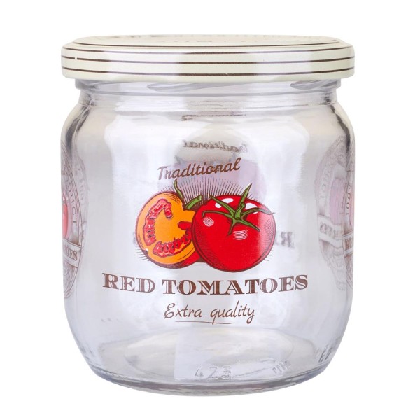 Encontraproduto.com.br - Pote Porta Mantimentos de Vidro 425ml Tomate