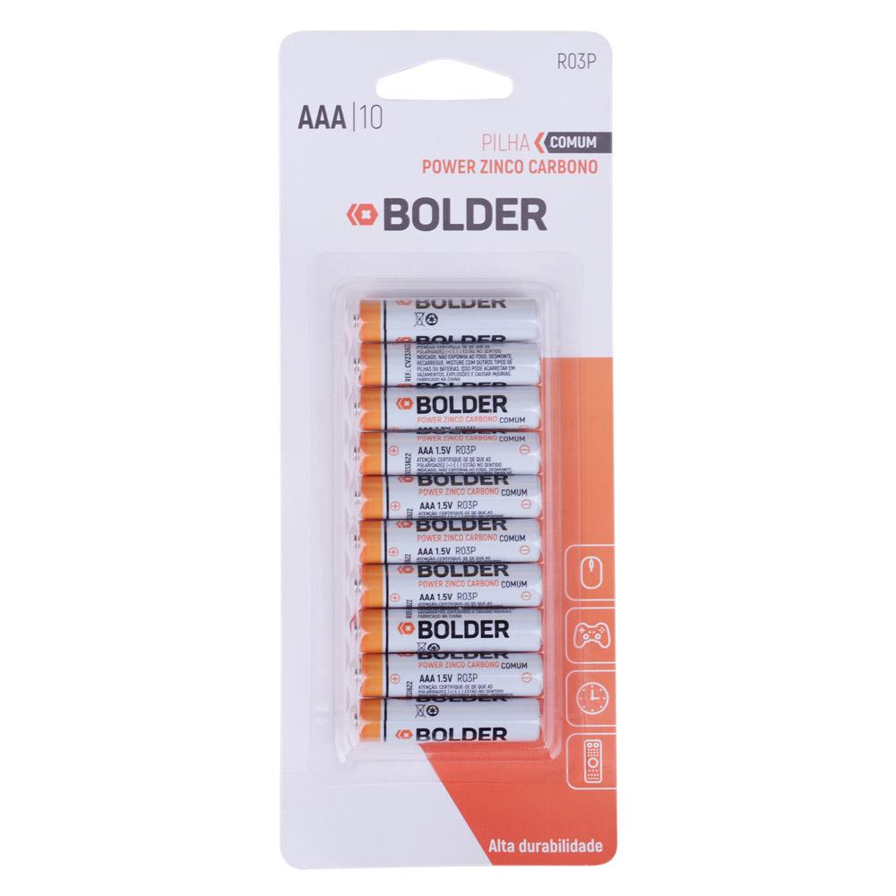 Pilha de Zinco Carbono AAA com 10 Bolder