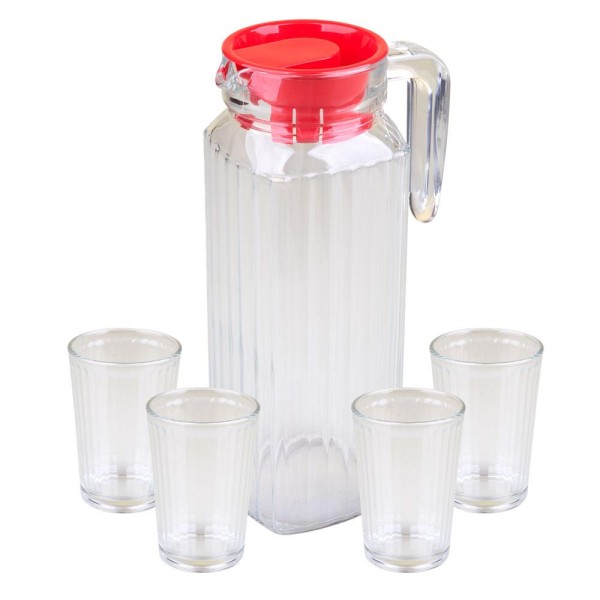 Encontraproduto.com.br - Conjunto Jarra de Vidro com 4 Copos Fresh Cazza