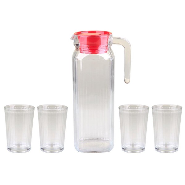 Encontraproduto.com.br - Conjunto Jarra de Vidro com 4 Copos Fresh Cazza