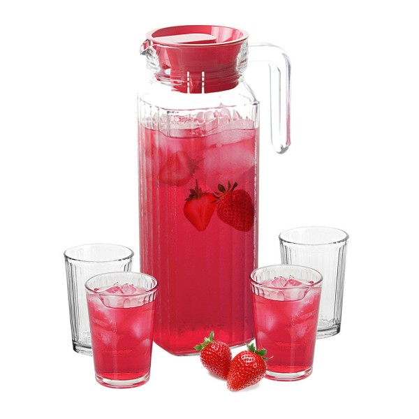 Encontraproduto.com.br - Conjunto Jarra de Vidro com 4 Copos Fresh Cazza