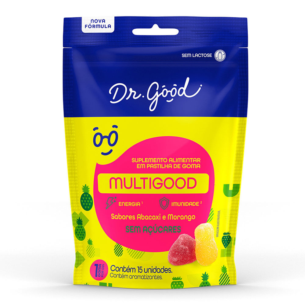 Suplemento Multigood Dr Good Abacaxi E Morango 15 Gomas