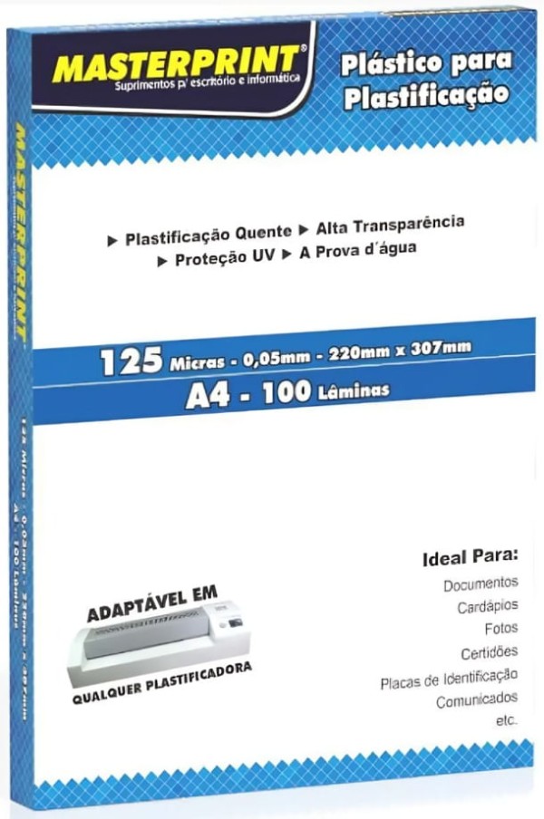 Encontraproduto.com.br - Plastico Polasil 0,05mm A4 100un Masterprint