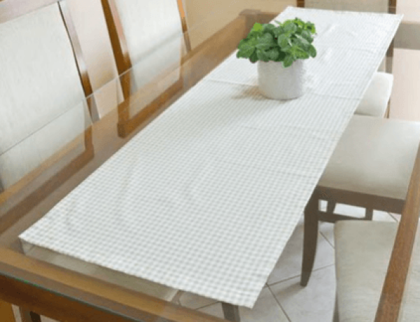 Caminho de Mesa Berlim Xadrez Nude 16527B Beija Flor - Elegância e Estilo para sua Mesa