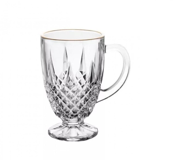 Encontraproduto.com.br - Xícara Caneca Café Diamante Cristal Fio Dourado 150ml - Lyor