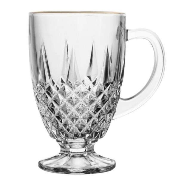 Encontraproduto.com.br - Xícara Caneca Café Diamante Cristal Fio Dourado 150ml - Lyor