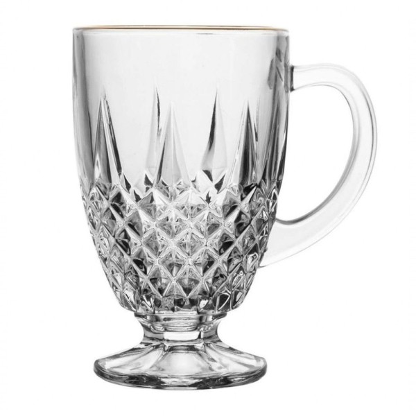 Encontraproduto.com.br - Xícara Caneca Café Diamante Cristal Fio Dourado 150ml - Lyor