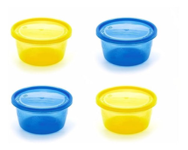 Encontraproduto.com.br - Kit 4 Potes Infantis Multiuso 236ml Infanti Azul e Amarelo