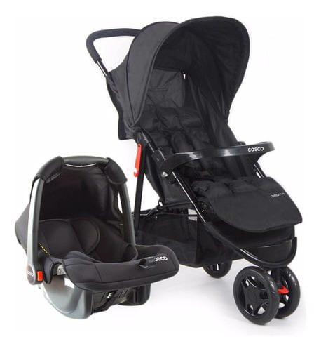 Encontraproduto.com.br - Carrinho com Bebê Conforto Travel System Toffy Cosco Preto Absoluto