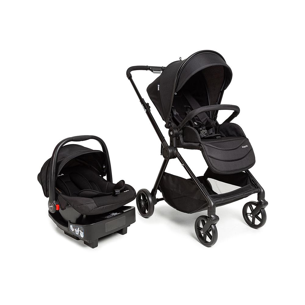 Encontraproduto.com.br - Carrinho com Bebê Conforto Travel System Magnific Trio Full Black - Safety 1st