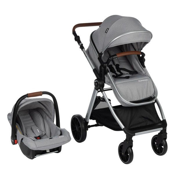 Encontraproduto.com.br - Carrinho com Bebê Conforto Travel System Romanzo Duo Cinza - Infanti