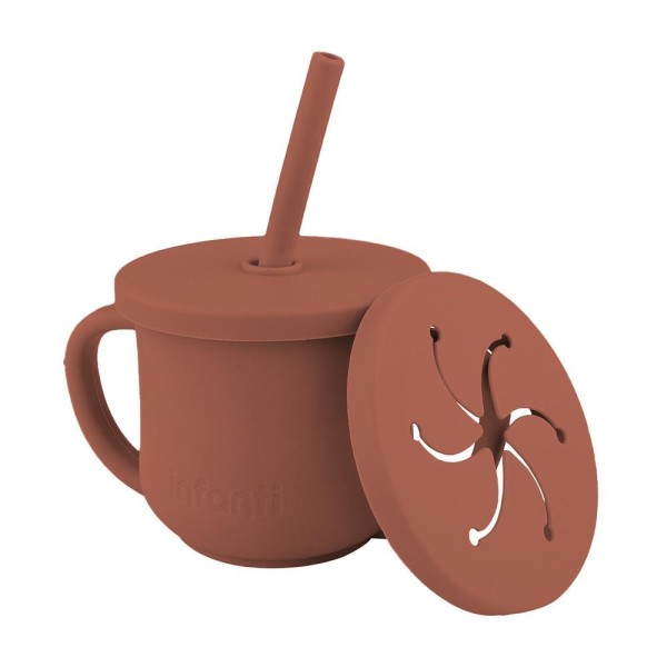 Encontraproduto.com.br - Copo de Silicone 2 em 1 Piccolo Terracota - Infanti