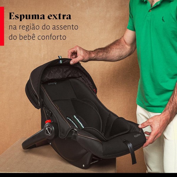 Encontraproduto.com.br - Carrinho com Bebê Conforto Travel System Mobi+ Reserva Isofix Black - Safety 1st