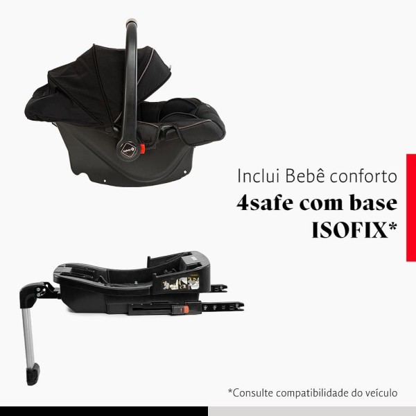 Encontraproduto.com.br - Carrinho com Bebê Conforto Travel System Mobi+ Reserva Isofix Black - Safety 1st
