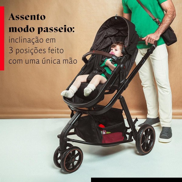 Encontraproduto.com.br - Carrinho com Bebê Conforto Travel System Mobi+ Reserva Isofix Black - Safety 1st