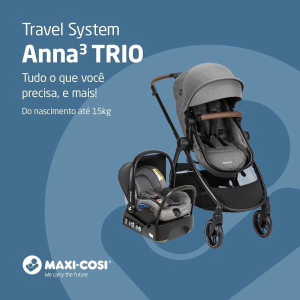Encontraproduto.com.br - Carrinho com Bebê Conforto e Base Travel System Anna³ Trio Select Grey - Maxi-Cosi